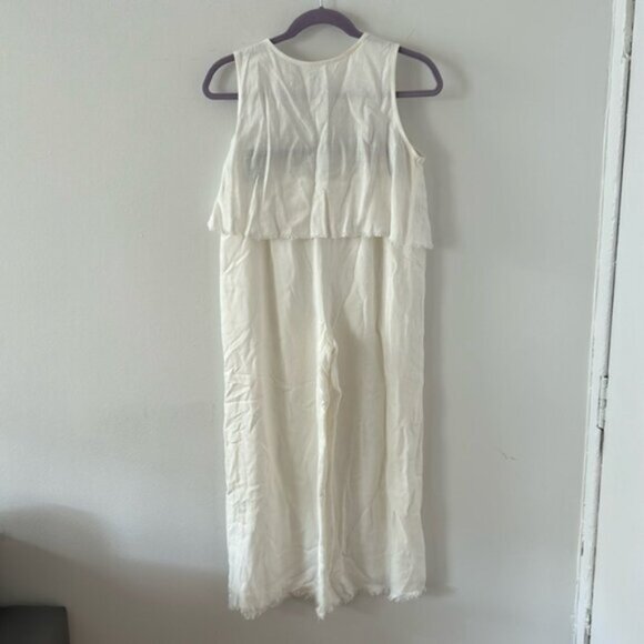 Pink Lily Women's MY EXCITING NEWS WHITE FRINGE Crop Top & Pants Set Size M - Picture 2 of 9